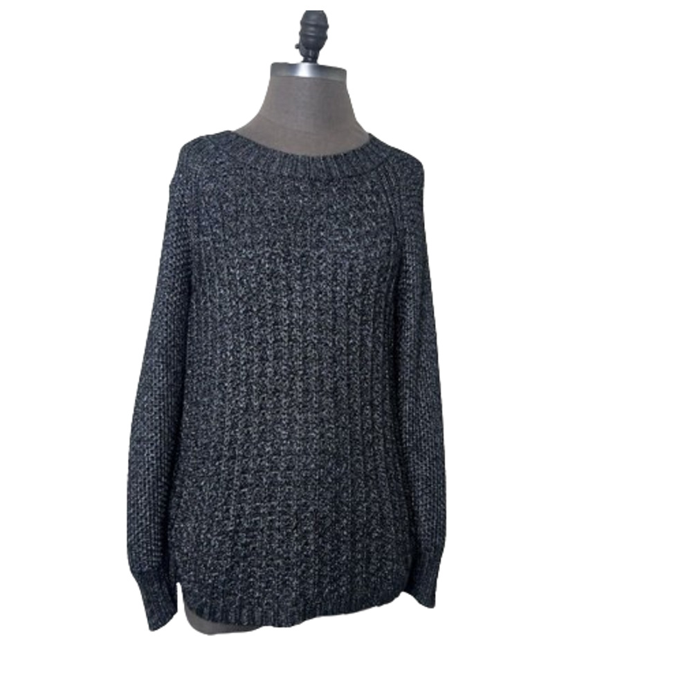 Calvin Klein Jeans Black Metallic Chunky Knit Sweater Size Large